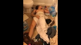 Teen caught masturbating on the Bathroom floore