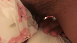 Mommy pees outside of her diaper on Daddy’s cock